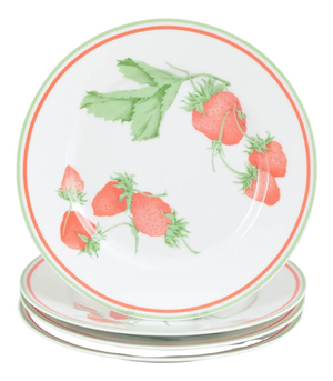 Fraise Series Lunch Plates in Porcelain by Bill Goldsmith for Limoges, 1980s, Set of 4