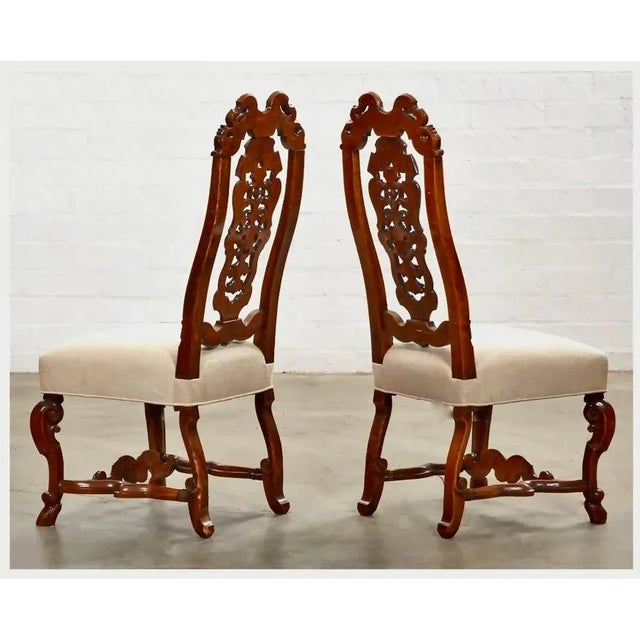Pair Baroque Carved Walnut Side Chairs For Sale - Image 4 of 5