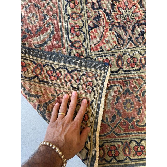 European Sized Antique Water-Garden Tabriz Pistachio Green Rug 7.8 x 12.8 For Sale - Image 12 of 14