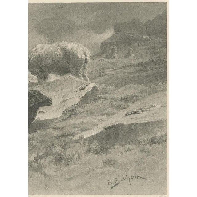 19th Century After Rosa Bonheur, Sheep in a Mountain Landscape, 1880, Photogravure For Sale - Image 5 of 9