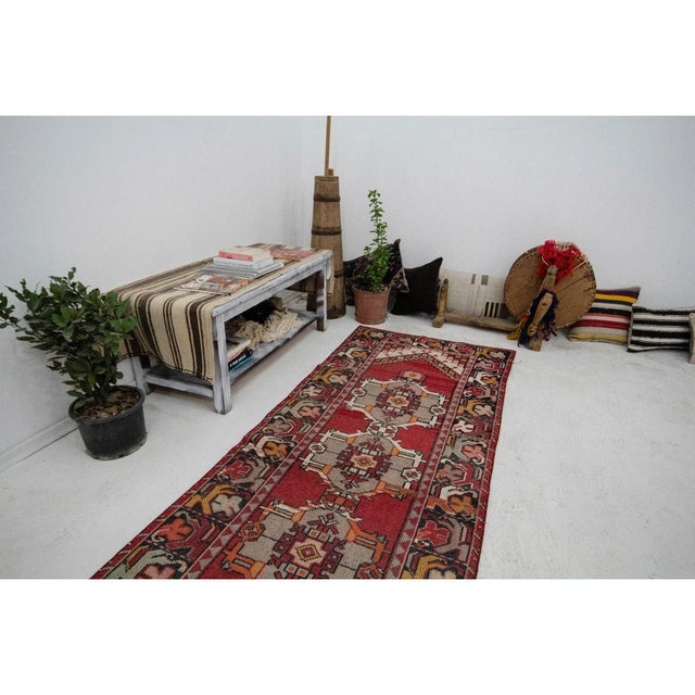 Vintage Red Turkish Runner- 3′3″ × 9′9″ For Sale In Los Angeles - Image 6 of 7