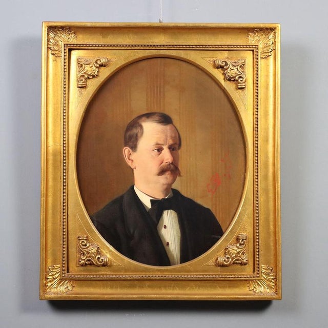 Male Portrait, 19th Century, Oil Painting on Canvas, Framed For Sale - Image 11 of 11