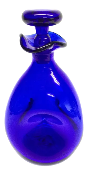 1950s Cobalt Blue Glass Hand Blown Heavy Carafe