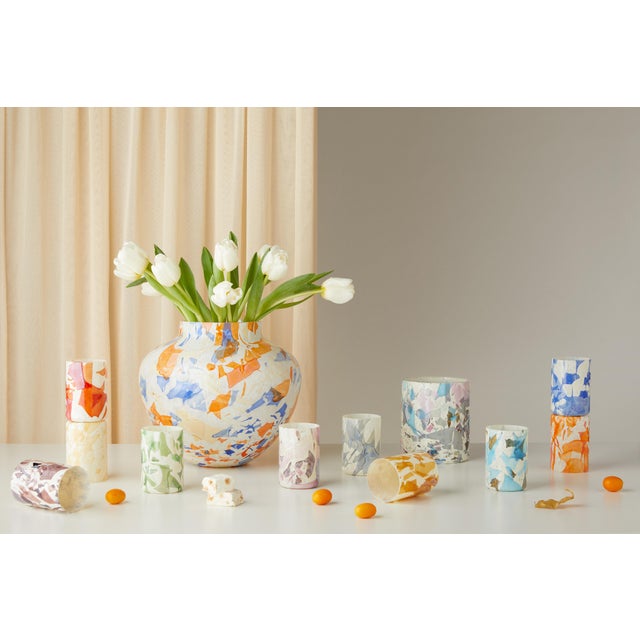 Stories of Italy Nougat Tumblers - Blue, Set of 6 For Sale - Image 6 of 7