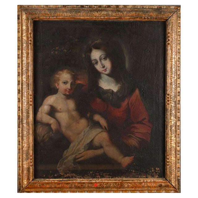 French School Artist, Virgin and Child, Early 17th Century, Oil on Canvas For Sale - Image 6 of 6