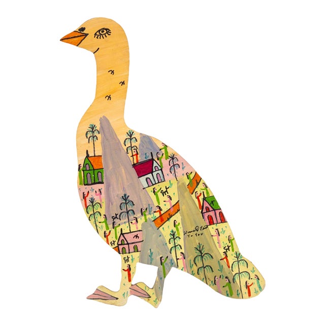 Howard Finster Landscape and Goose Panel, 1993 For Sale