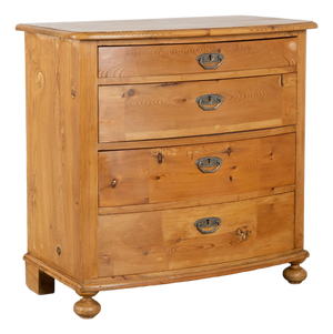 19th Century Danish Pine Bow Front Chest of Four Drawers