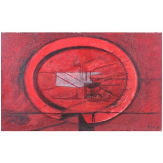 Rudi Olsen, Red Composition, Oil on Canvas, 1961 For Sale