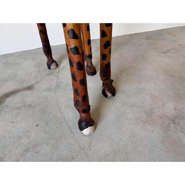 Tall - Vintage Leather-Wrapped Giraffe Sculpture For Sale - Image 12 of 12