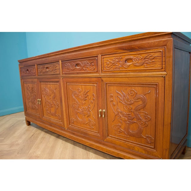 Mid-Century Chinese Sideboard in Teak, 1970s For Sale - Image 4 of 10