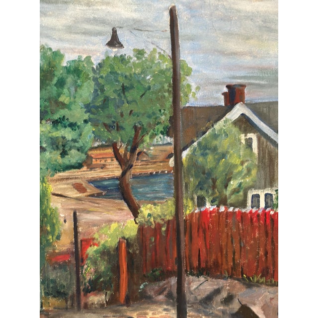 P. Agne, Village, 1950s, Oil on Canvas, Framed For Sale - Image 6 of 13