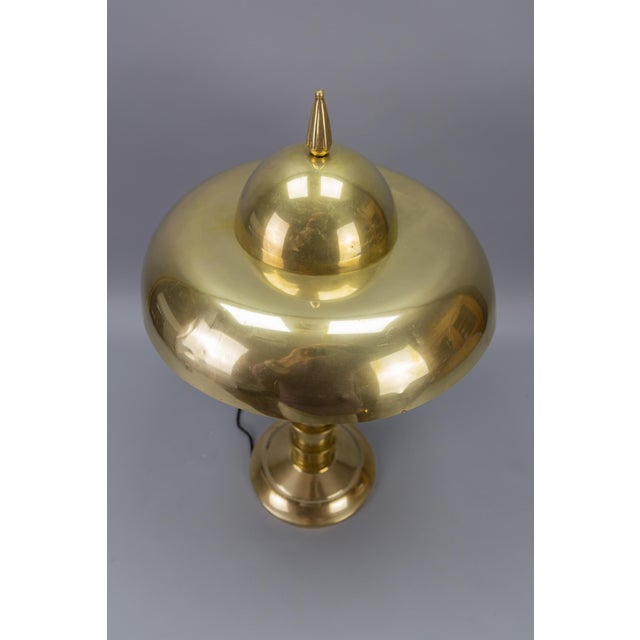 Art Deco Brass Inverted Dome Six-Light Pendant Lamp, Germany, 1930s For Sale - Image 9 of 18
