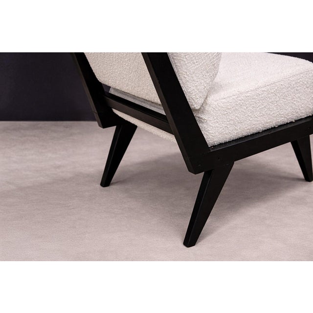 Armchair in Hardwood With Ebony Finish & Boucle, Unknown, 1960s For Sale - Image 9 of 10