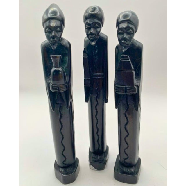 Wood Hand-Carved Dark Wood African Christmas Nativity Set From Angola - 11 Pieces For Sale - Image 7 of 10