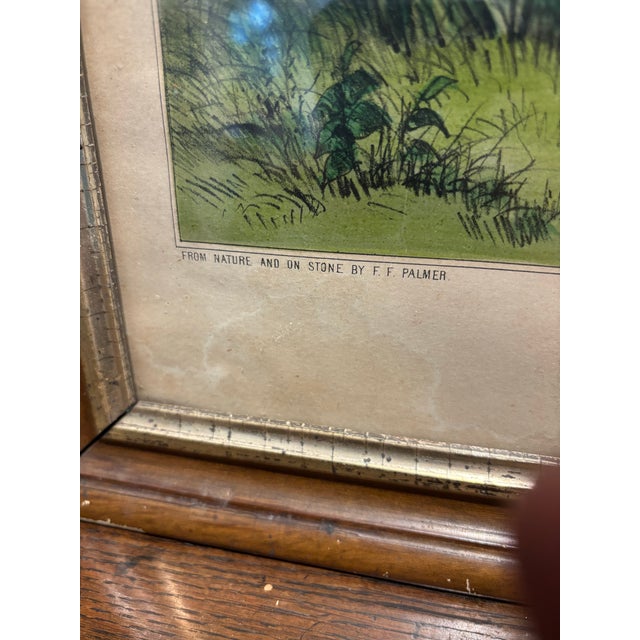 American Original 1852 N. Currier "Quail Shooting" Hand-Colored Lithograph by Fanny Palmer - Nice Margins- Framed For Sale - Image 3 of 12