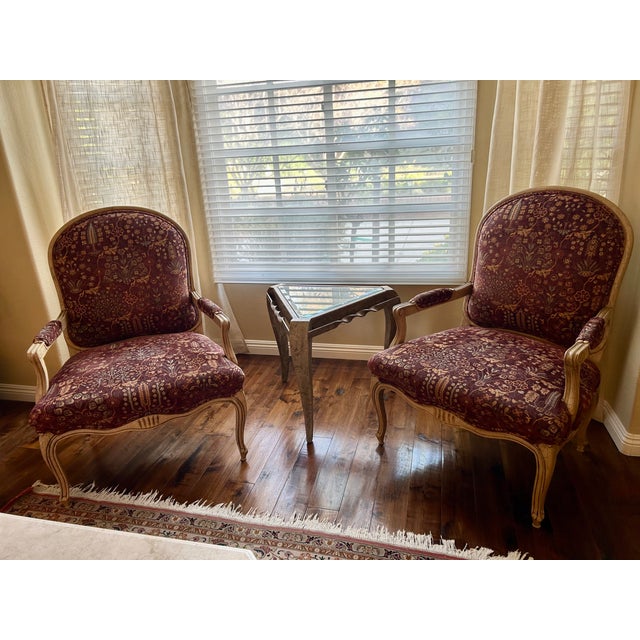 Wood 1990s Set of Two Louis XV Style Bergere Chairs by Century Furniture For Sale - Image 7 of 7