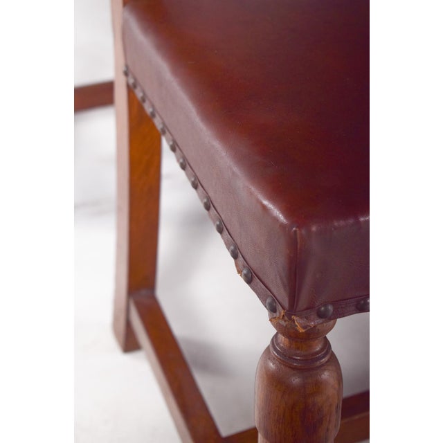 Chairs with Brown Leather Backs and Seats, Set of 6 For Sale - Image 6 of 11