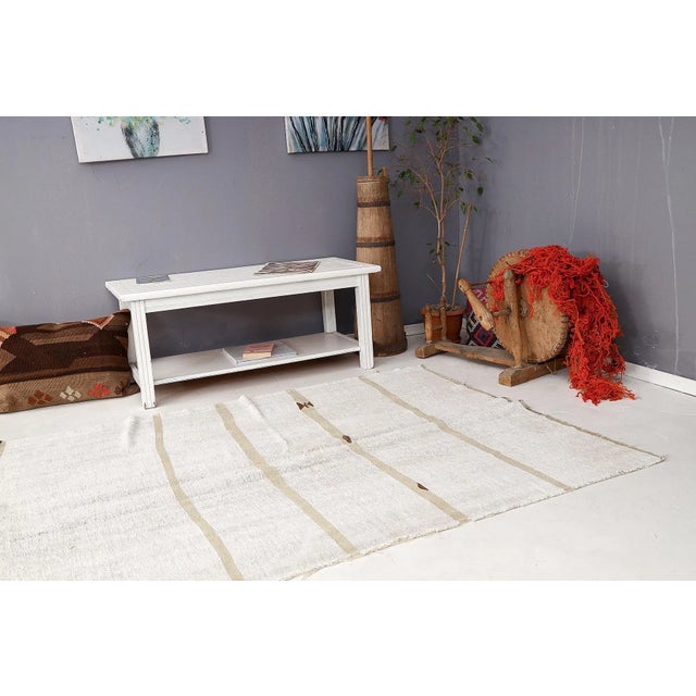 Mid 20th Century Striped Vintage Hemp Kilim Rug For Sale In Los Angeles - Image 6 of 7