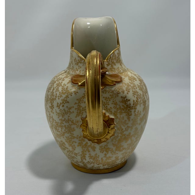 Late 19th Century Antique Royal Worcester Victorian Porcelain Gilt Floral Jug, Shape For Sale - Image 5 of 12