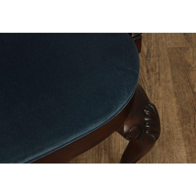 Wood Ethan Allen Queen Anne Style Pair of Carved Mahogany Armchairs For Sale - Image 7 of 12