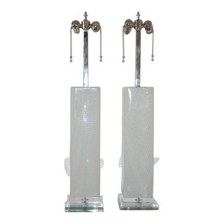 Dino Martens Square Murano Glass Lamps White For Sale