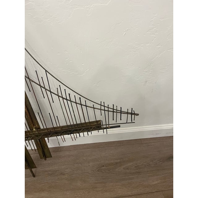 Curtis Jere 1970s Signed C. Jere Golden Gate "Bridge" Metal Art Sculpture For Sale - Image 4 of 12
