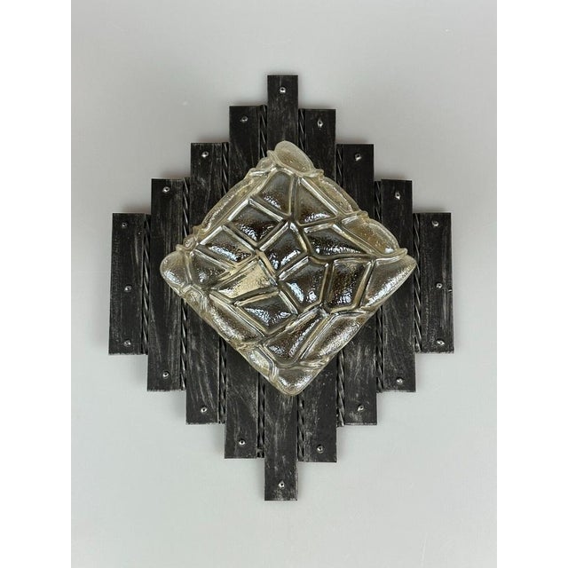 Brutalist Iron and Glass Wall Lamp, 1970s For Sale - Image 17 of 18