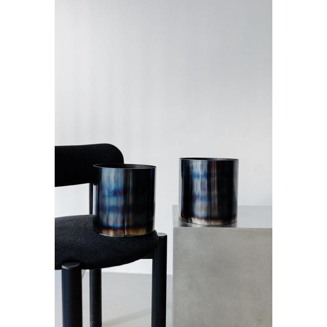 Loto Medium Planter in Burned Steel by Form & Eisen For Sale - Image 13 of 15