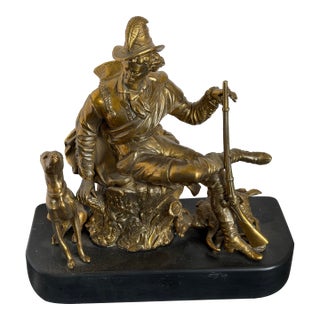 Adrien Étienne Gaudez French Bronze Hunter With Dogs and Rifle, “Hors Concours,” Late 19th Century For Sale