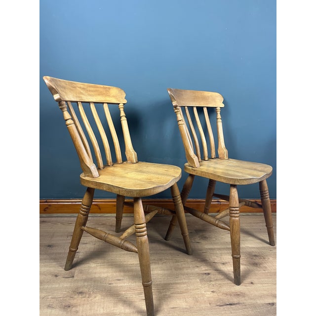 Vintage Beech Farmhouse Dining Chairs, 1950s, Set of 2 For Sale - Image 6 of 18