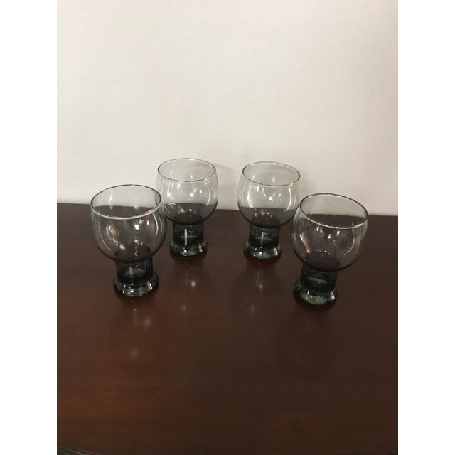 Art Deco Vintage Libbey Stax Smoke Gray Glass Tumblers- Set of 4 For Sale - Image 3 of 6