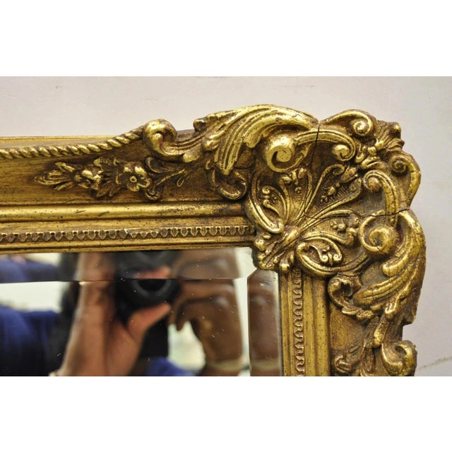 Glass Vintage Friedman Brothers Gold French Rococo Style 45" Rectangular Wall Mirror For Sale - Image 7 of 12