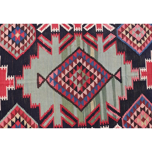19th Century Antique Kuba Kilim Gallery Rug in With Vibrant Colors 6 X 12'8 For Sale - Image 9 of 15