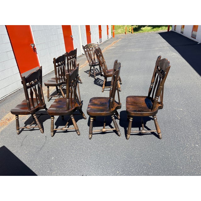 Great set of chairs. All wood. Minor scratches on surface I would.