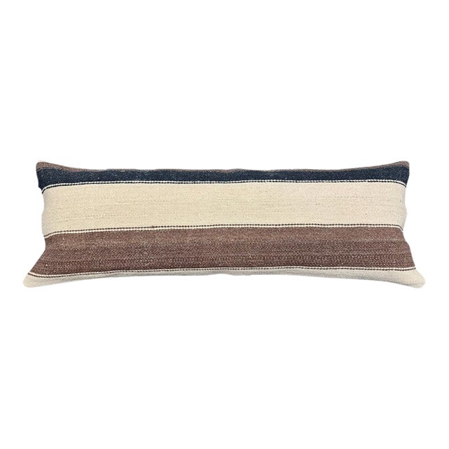 Turkish Hemp Pillow Cushion Natural Beige Brown Cushion Cover 14"x40" For Sale