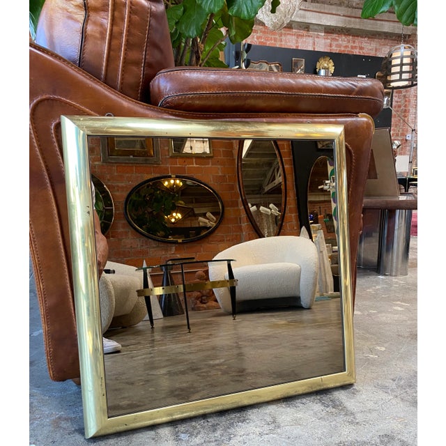 Italian Vintage Square Wall Mirror in Brass 1960s For Sale - Image 9 of 9