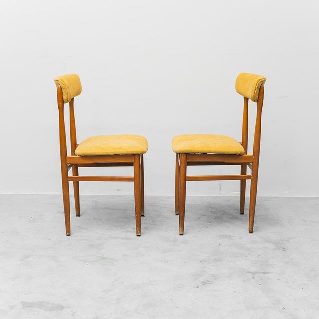 Yellow Wooden and Fabric Chairs, 1960s, Set of 2 For Sale - Image 4 of 12