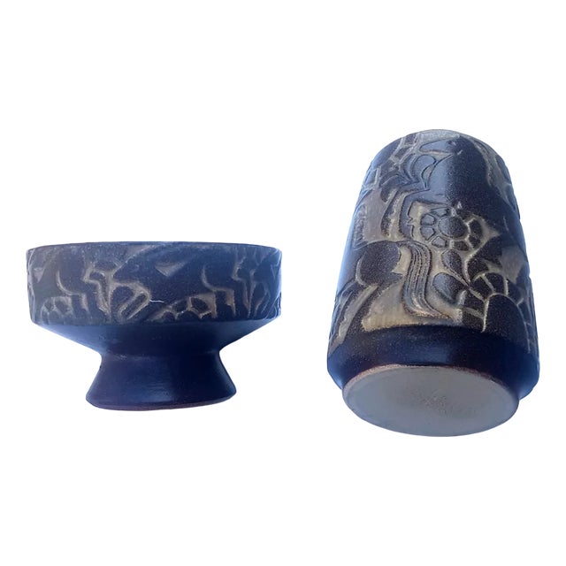 Danish Stoneware Vase and Bowl by Marianne Starck for Michael Andersen, 1960s, Set of 2 For Sale