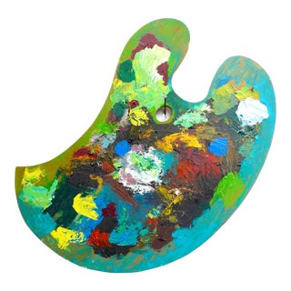 "Renaissance Wood Artist Palette" Contemporary Mixed-Media Wooden Artist's Palette For Sale