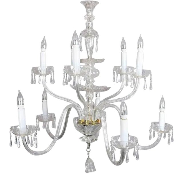 Oversized European Ten-Light Crystal Chandelier, 20th Century For Sale