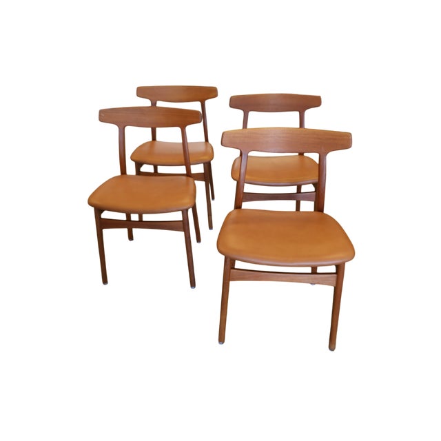 Model 60 Chairs in Teak and Leather by Henning Kjærnulf for Bruno Hansen, 1950s, Set of 4 For Sale - Image 13 of 18