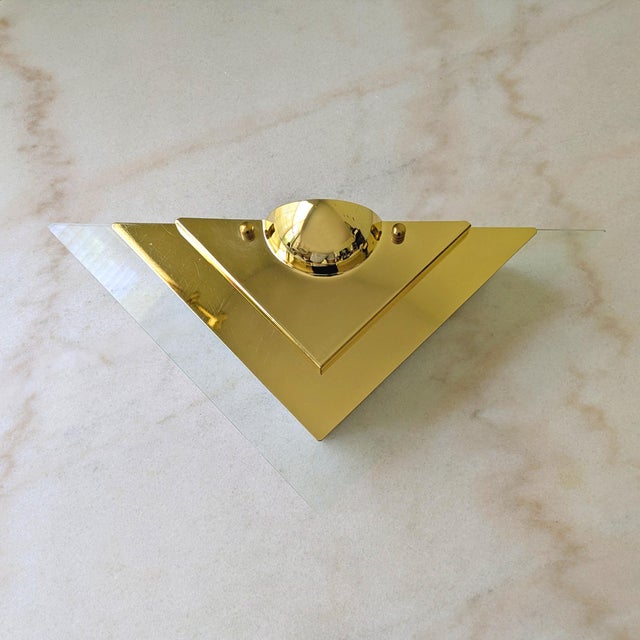 1990s 1990's Art Deco Style Lucite & Brass Electric Sconces, a Pair For Sale - Image 5 of 9