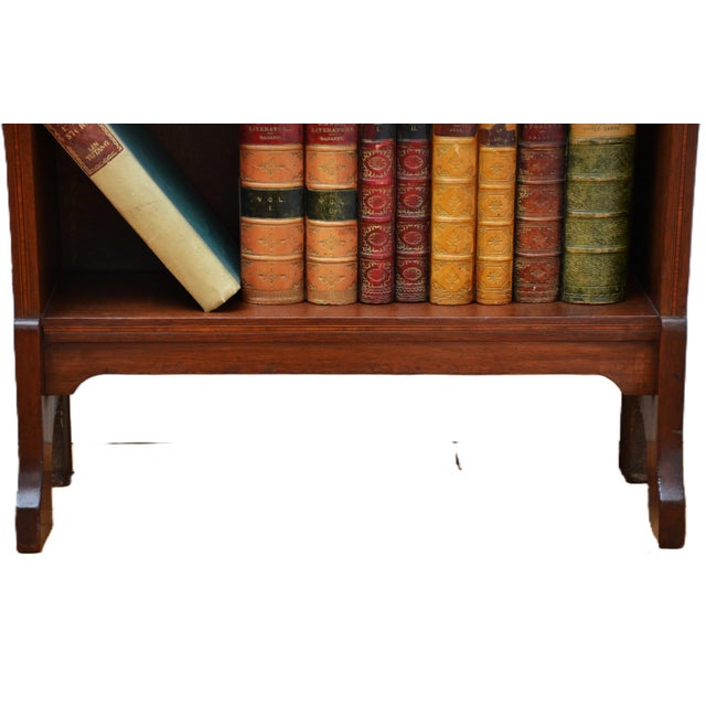 Wood Slim Mahogany and Inlaid Open Bookcase, 1900s For Sale - Image 7 of 17