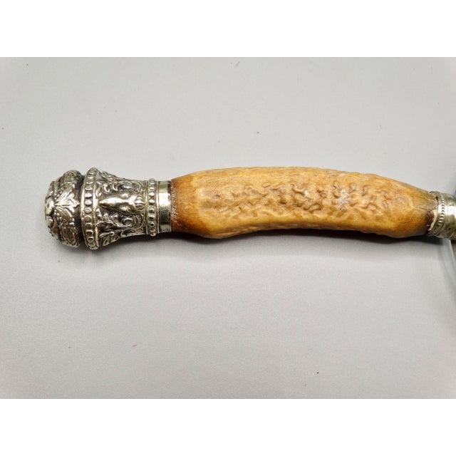 Antique English Stag Horn & Sterling Magnifying Glass For Sale - Image 9 of 9