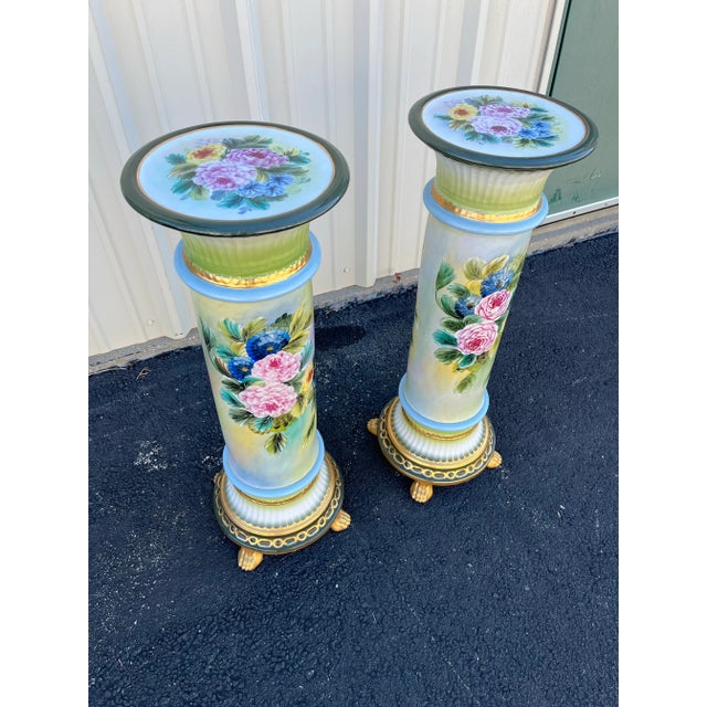 32" Italian Capodimonte Porcelain Columns or Pedestals- A Pair For Sale - Image 12 of 12