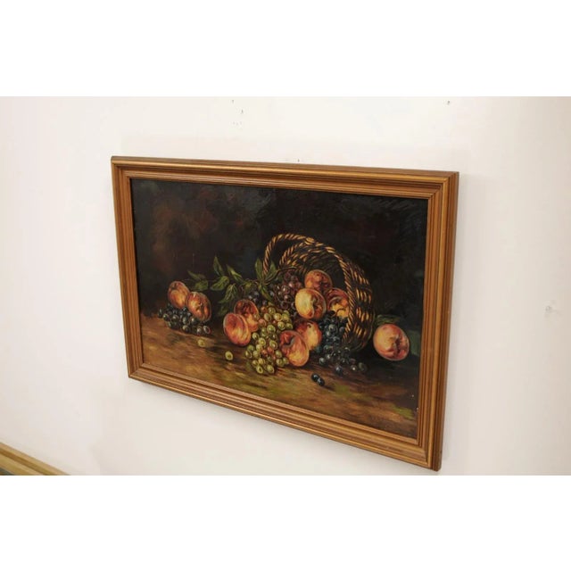 Mid 19th Century American School Still Life of Peaches and Grapes Oil Painting, Framed For Sale - Image 4 of 13