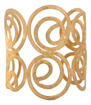 Spiral Design Gold Chunky Statement Cuff Bracelet
