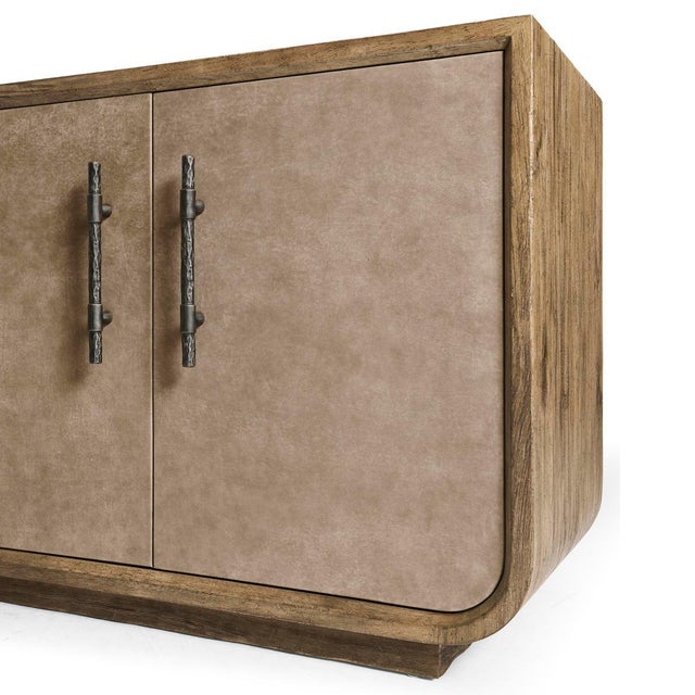 Rustic Modern Leather Front Credenza For Sale - Image 11 of 13