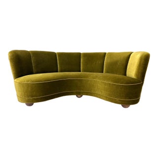 1940's Danish Curved Sofa For Sale