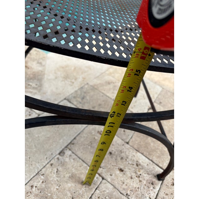 Black Vintage Spanish Revival Arthur Umanoff Style Granada Wrought Iron Garden Stool / Vanity Seat For Sale - Image 8 of 12